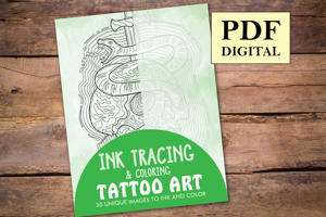 Tattoo Art Ink Tracing Coloring Book for Adults