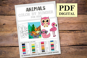 Animals Color By Numbers Book for Kids
