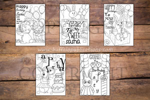 Rabbits Theme Personalized Birthday Coloring Book