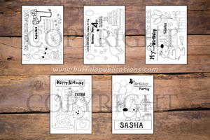 Dogs Theme Personalized Birthday Coloring Book