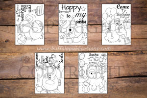 Elephants Theme Personalized Birthday Coloring Book