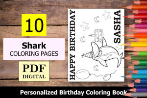Shark Theme Personalized Birthday Coloring Book