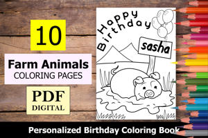 Farm Animals Theme Personalized Birthday Coloring Book
