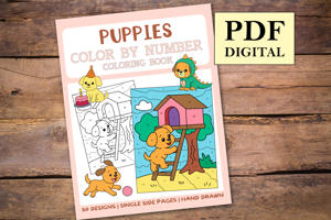 Puppies Color By Numbers Book for Kids