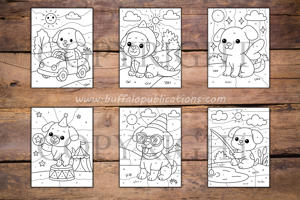 Puppies Color By Numbers Book for Kids