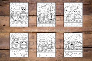 Trains Color By Numbers Book for Kids