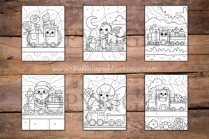 Trains Color By Numbers Book for Kids