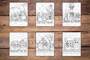 Trains Color By Numbers Book for Kids