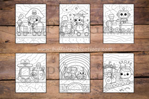 Trains Color By Numbers Book for Kids