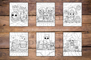 Trains Color By Numbers Book for Kids