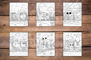 Trains Color By Numbers Book for Kids