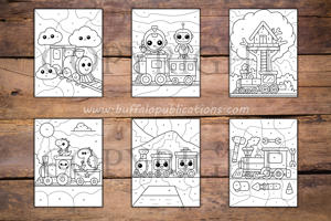 Trains Color By Numbers Book for Kids