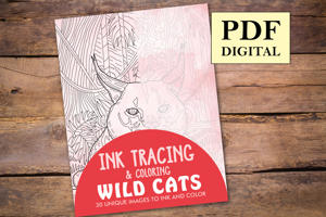 Wild Cats Ink Tracing Coloring Book for Adults