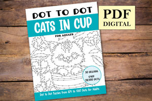 Dot to Dot Cats in Cup for Adults