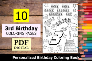 3rd Birthday Theme Personalized Birthday Coloring Book