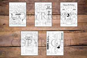 Twins Boys Theme Personalized Birthday Coloring Book