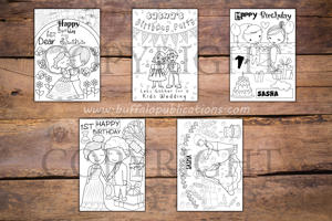 Kids Wedding Theme Personalized Birthday Coloring Book