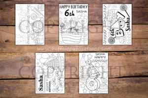 6th Birthday Theme Personalized Birthday Coloring Book