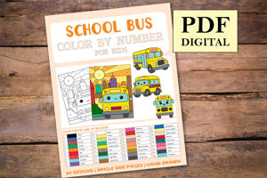 School Bus Color By Numbers Book for Kids