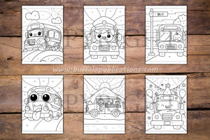 School Bus Color By Numbers Book for Kids