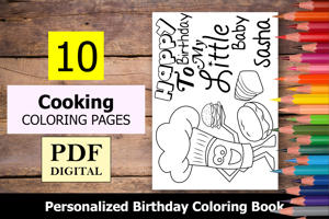 Cooking Theme Personalized Birthday Coloring Book