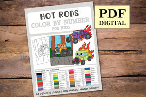Hot Rods Color By Numbers Book for Kids