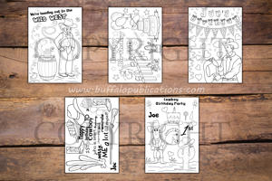 Cowboy Theme Personalized Birthday Coloring Book