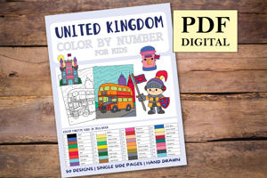 United Kingdom Color By Numbers Book for Kids
