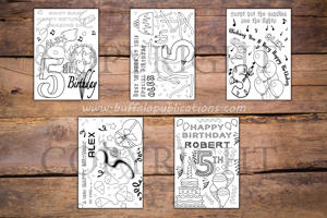 5th Birthday Theme Personalized Birthday Coloring Book