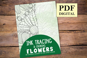 Flowers Ink Tracing Coloring Book for Adults