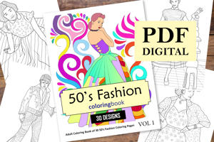50s Fashion Coloring Book for Adults