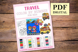 Travel Color By Numbers Book for Kids