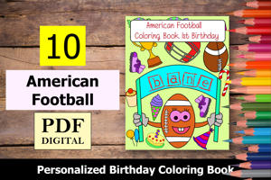American Football Theme Personalized Birthday Coloring Book