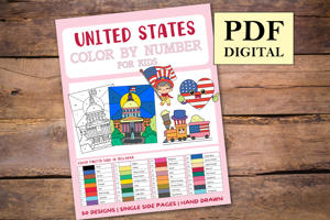 United States Color By Numbers Book for Kids