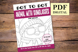 Dot to Dot Animals with Sunglasses for Adults
