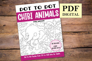 Dot to Dot Chibi Animals for Adults