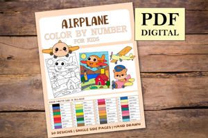 Airplane Color By Numbers Book for Kids