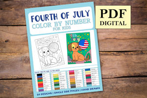 Fourth of July Color By Numbers Book for Kids