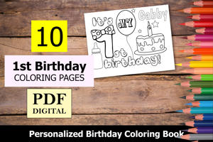 1st Birthday Theme Personalized Birthday Coloring Book