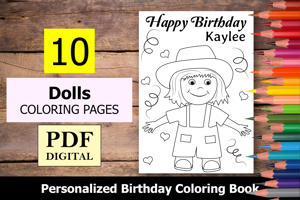 Dolls Theme Personalized Birthday Coloring Book