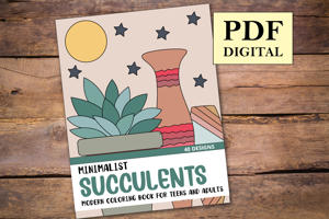 Minimalist Succulents Coloring Book