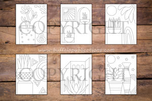 Minimalist Succulents Coloring Book