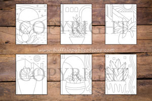 Minimalist Succulents Coloring Book