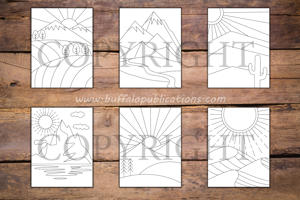 Minimalist Landscapes Coloring Book