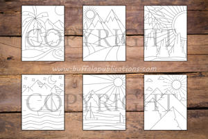 Minimalist Landscapes Coloring Book